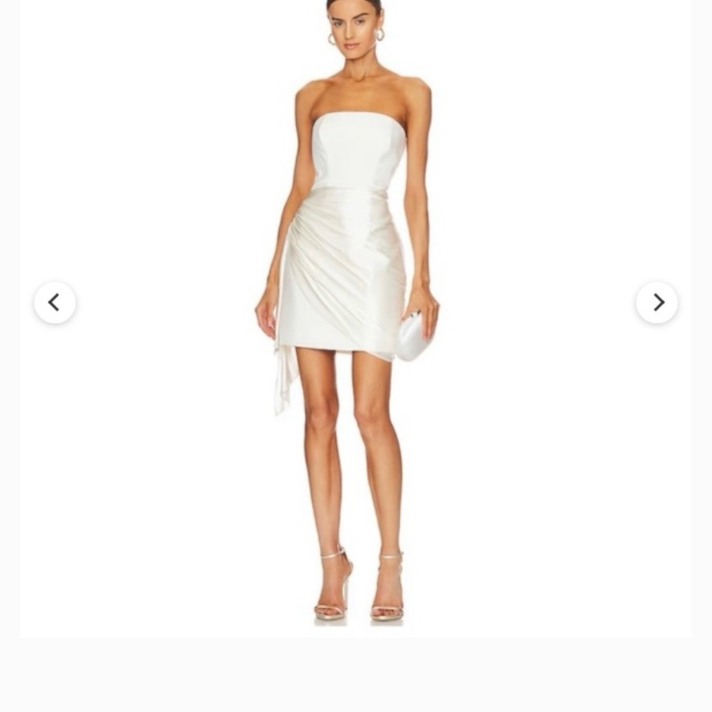 cinq a sept Strapless Ivory Satin Mini Dress - Picture 2 of 4